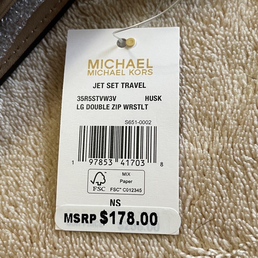 Michael Kors Ombre Beige Brown MK Zip Wristlet - Picture 6 of 6